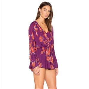 Free People Layered Purple & Orange Floral Tunic Dress Size M